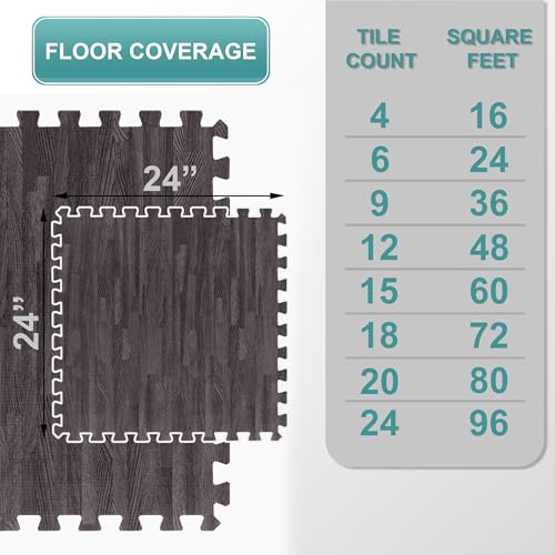 Wood Grain EVA Interlocking Floor Mats with Borders I29328