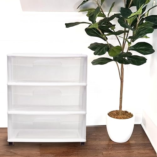 3-Tier Clear Plastic Storage Organizer Cart with Wheels S69418