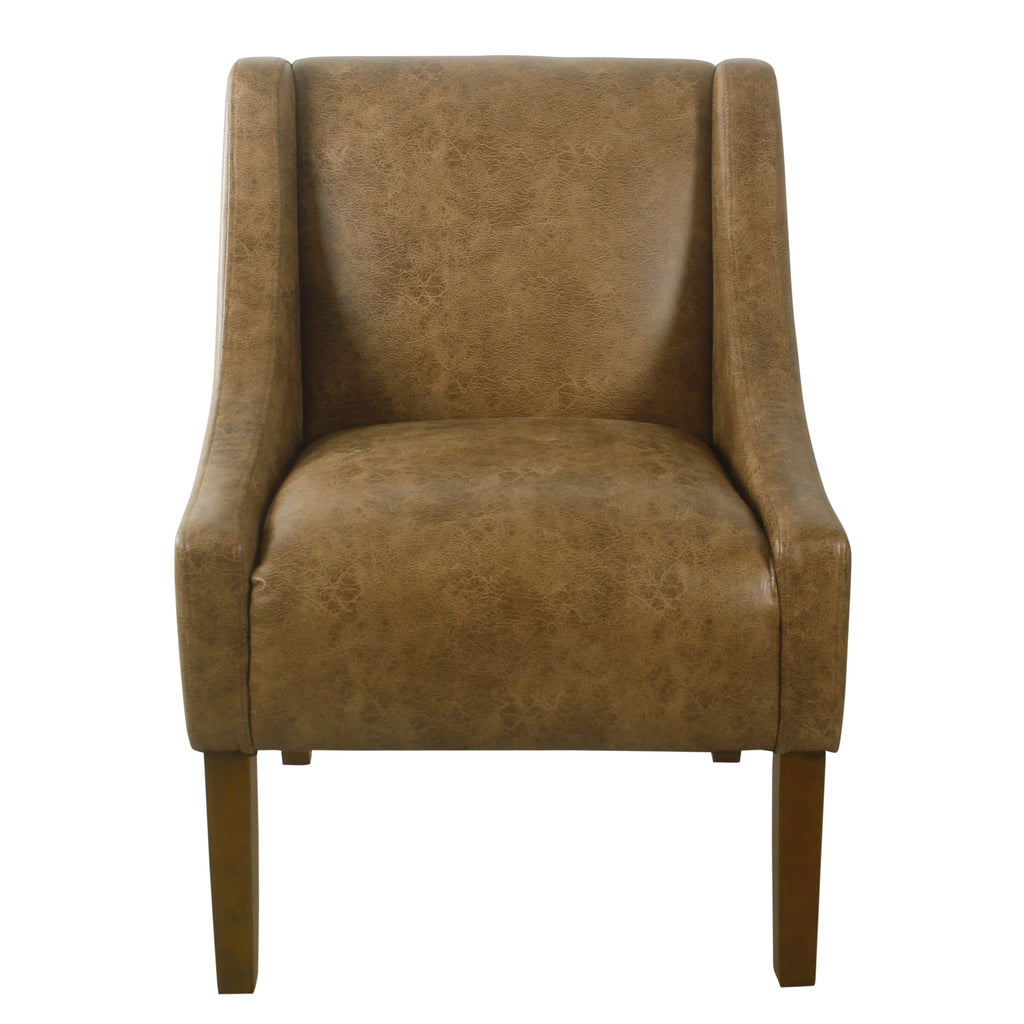 Distressed Brown Faux Leather Accent Chair Y6333