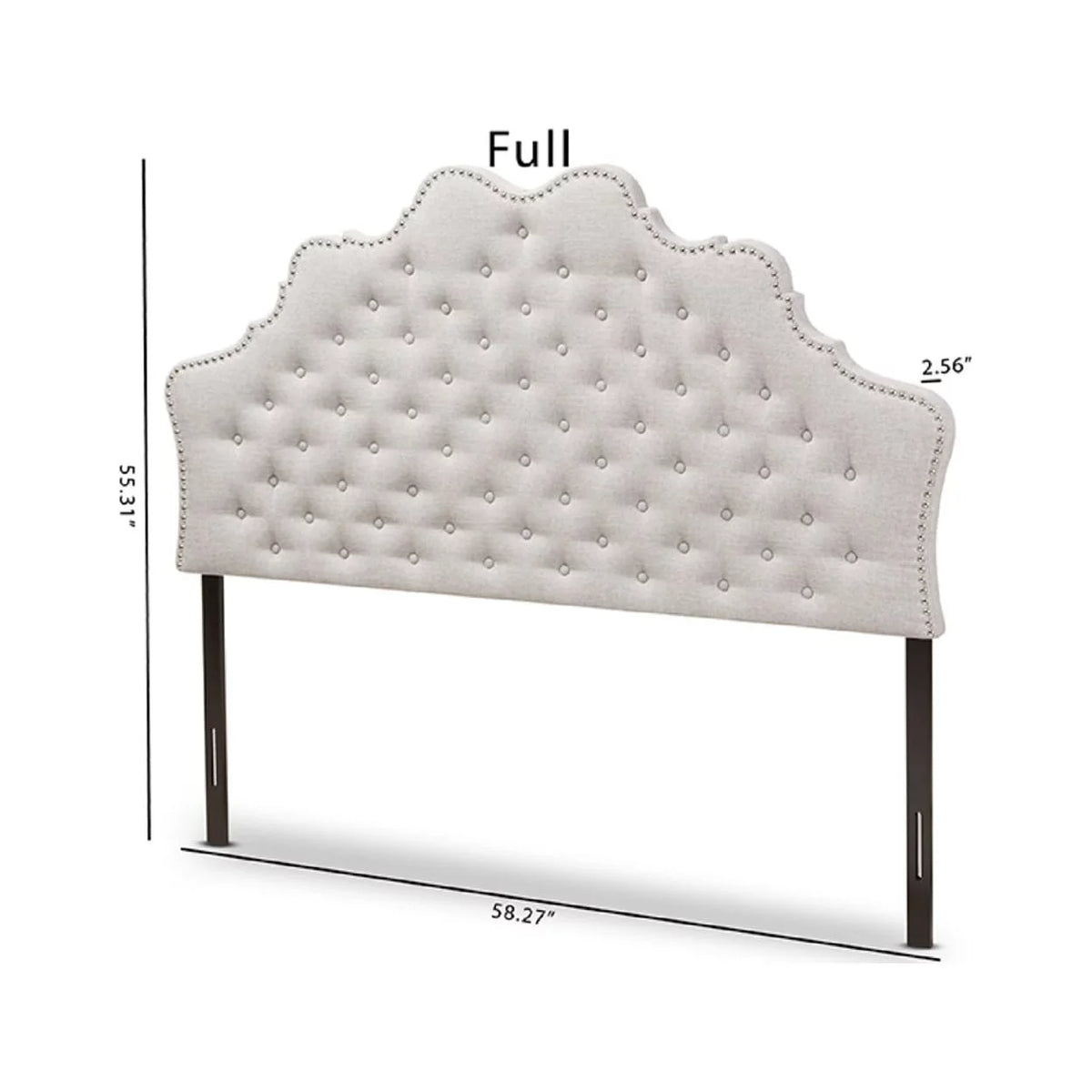Greyish Beige Fabric Full Size Headboard U972