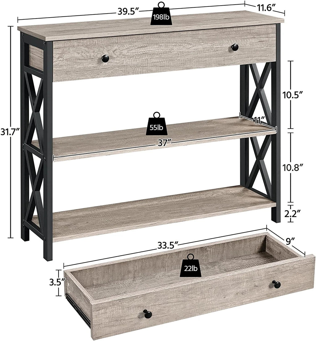 Grey TV Stand with Drawer and Open Storage Shelves L905606