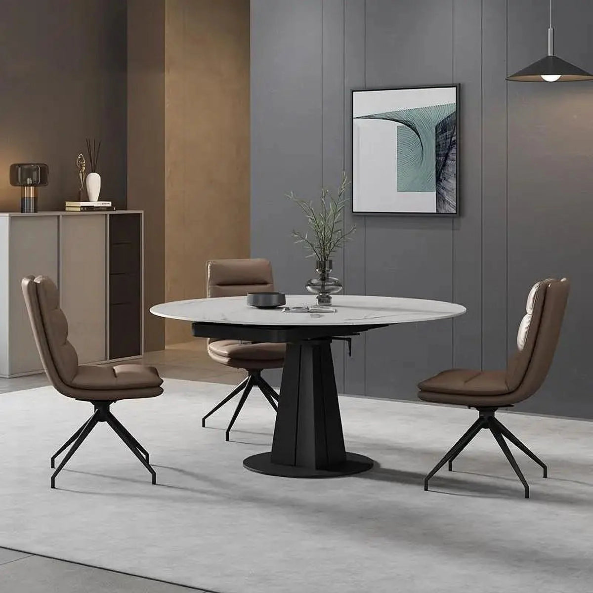 Round Marble Dining Table and Chairs Set E682728