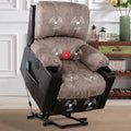 Grey Power Lift Recliner Chair with Heated and Vibration Massage, USB Port, 2 Cup Holders A2016
