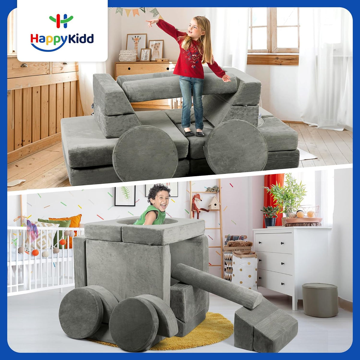 15 Pieces Buildable Plush Play Couch Panels with Ball Pit Square G491555