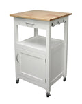 Natural Wood Top Kitchen Island Cart with White Base L47483