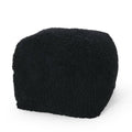 Charcoal Microfiber Chenille Square Pouf I6950