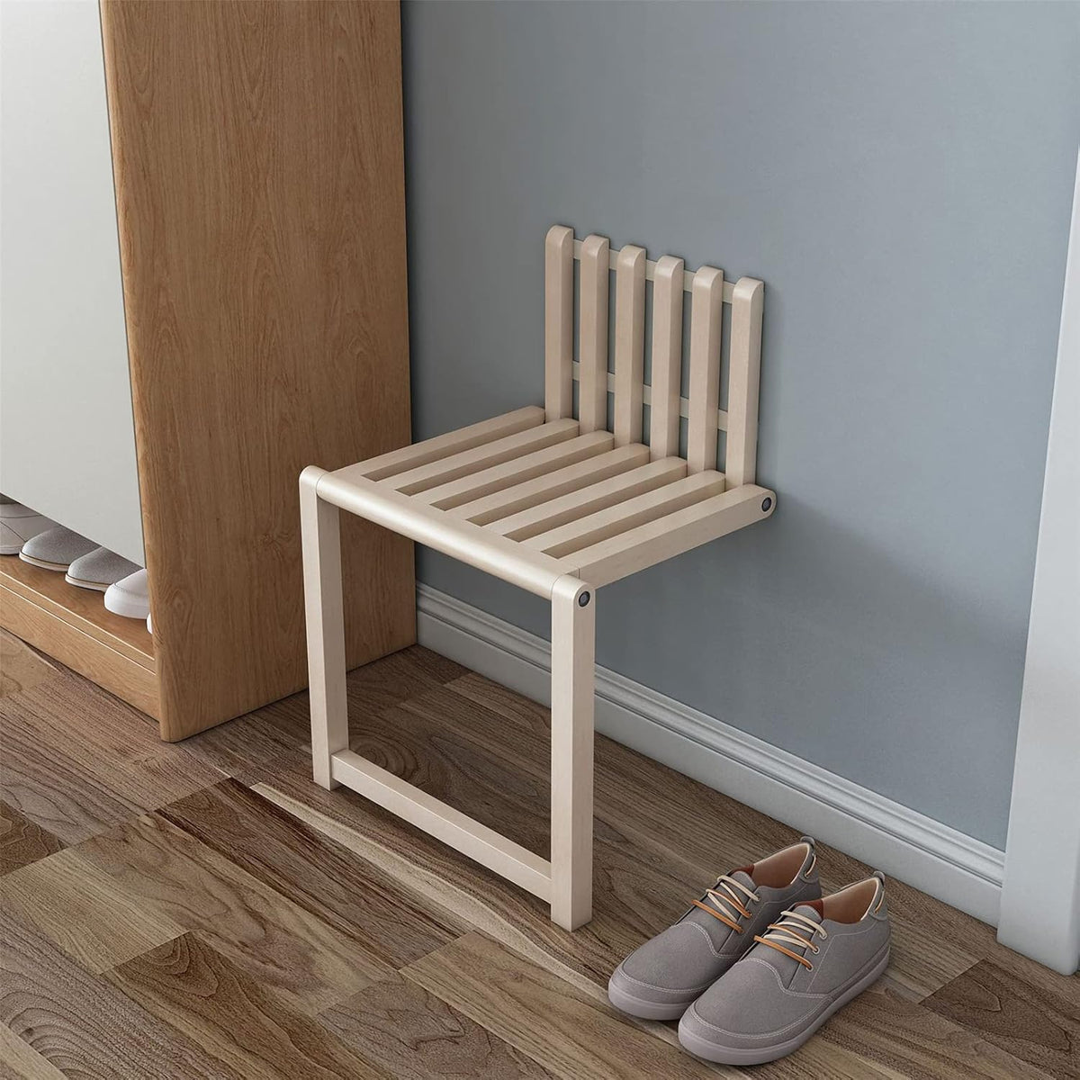 Wall Mounted Folding Chair Solid Wood U32732