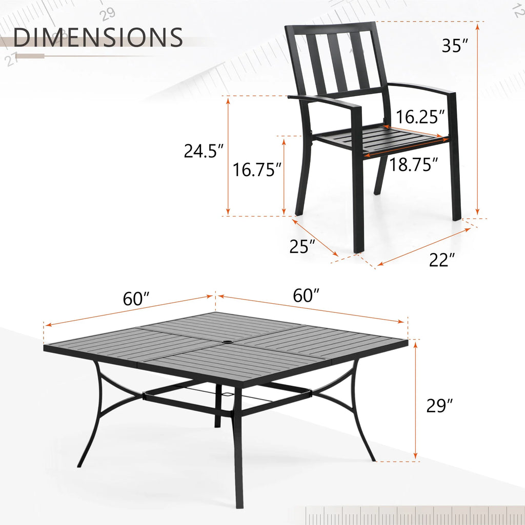 7 Piece Outdoor Patio Dining Set Metal Table and Chairs G250743