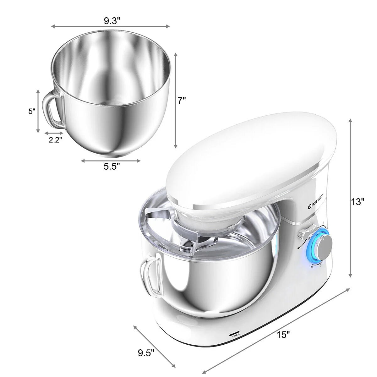 Tilt-Head Stand Mixer 7.5 Qt 6 Speed 660W Red D63685