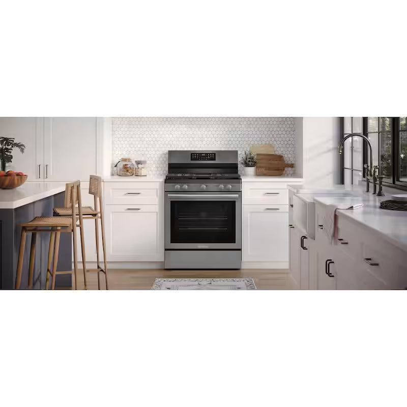 30 in. 5 Burner Freestanding Gas Range in Black Stainless Steel with True Convection and Air Fry U4558
