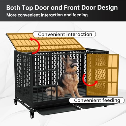Heavy Duty Metal Dog Crate with Wheels and Removable Tray X594