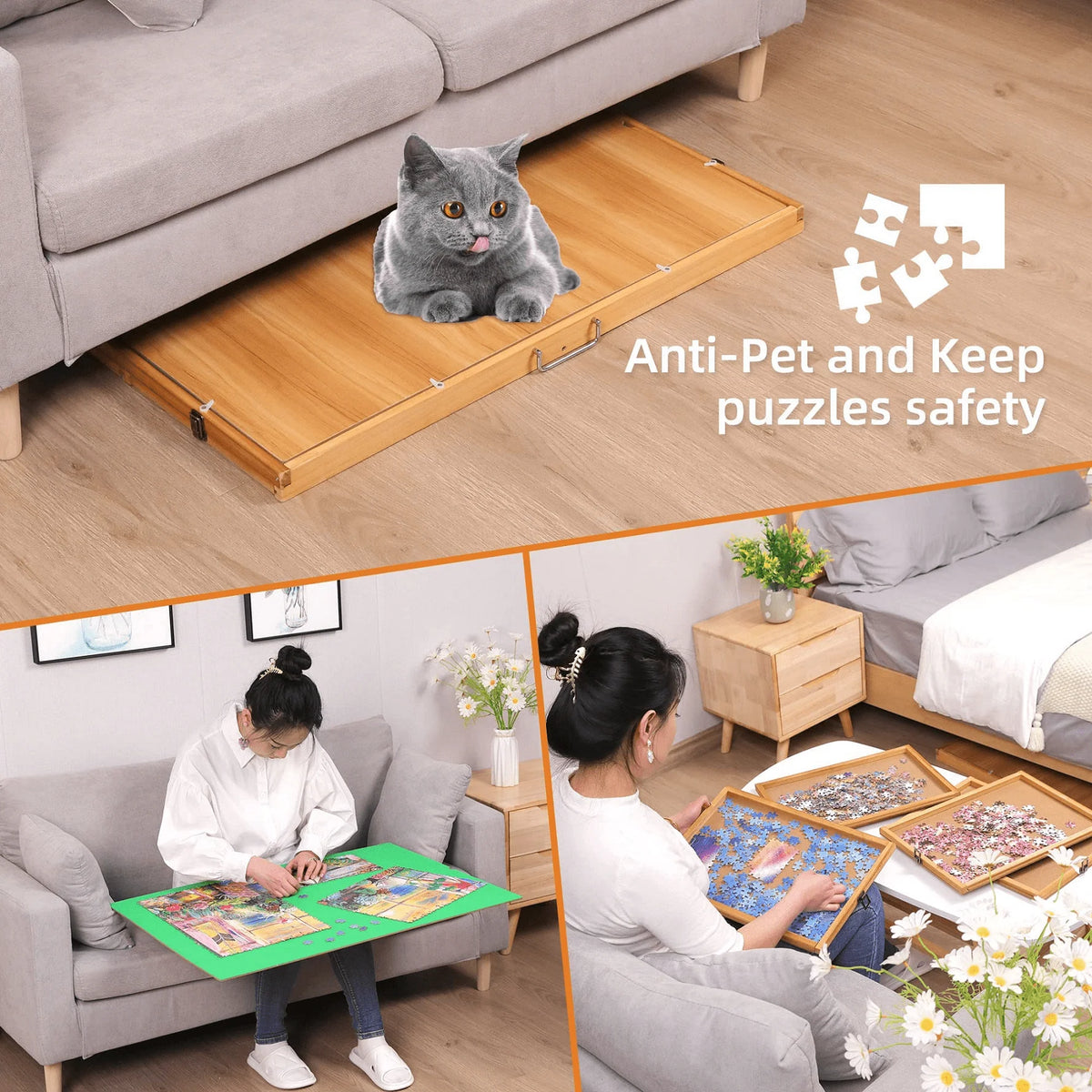 1500pcs Portable Jigsaw Puzzle Table with 4 Drawers X51865