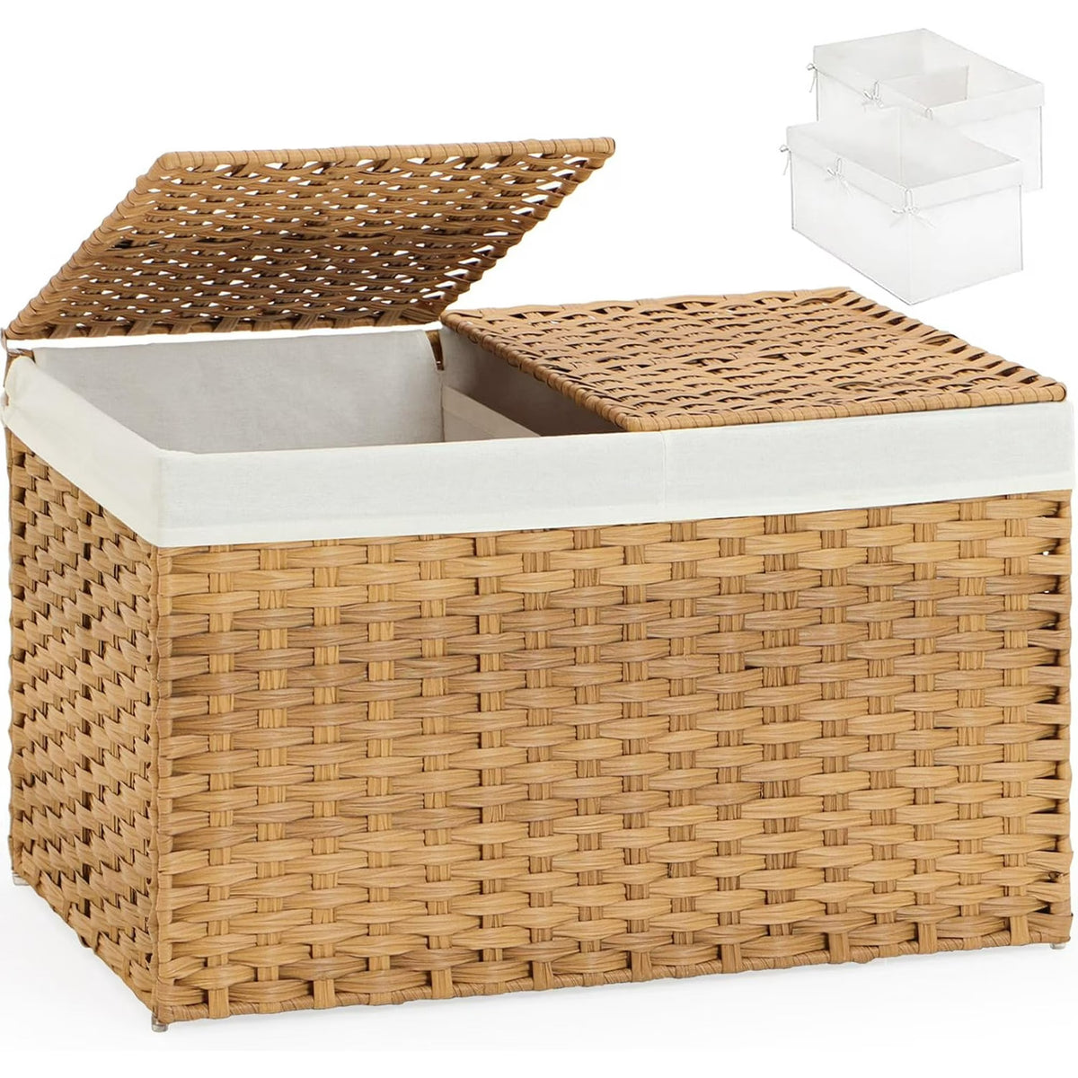 Natural Woven Rattan Storage Basket with Lid 42.3 Gallon S217