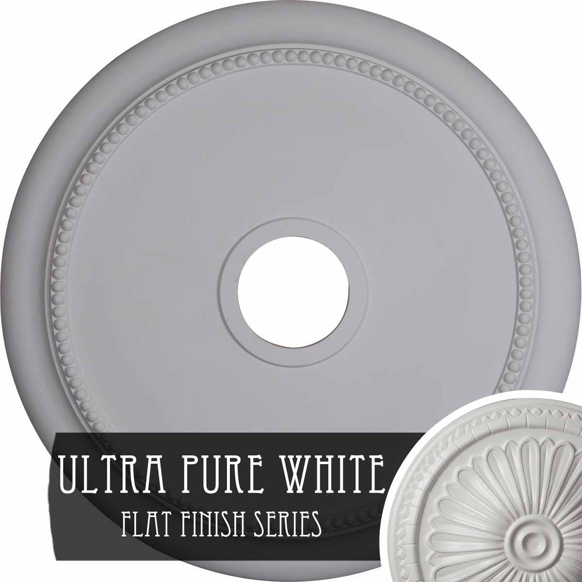 24 1/8x22OD x 4 3/8x22ID x 2 1/4x22P Hand-Painted Ultra Pure White Ceiling Medallion N162866