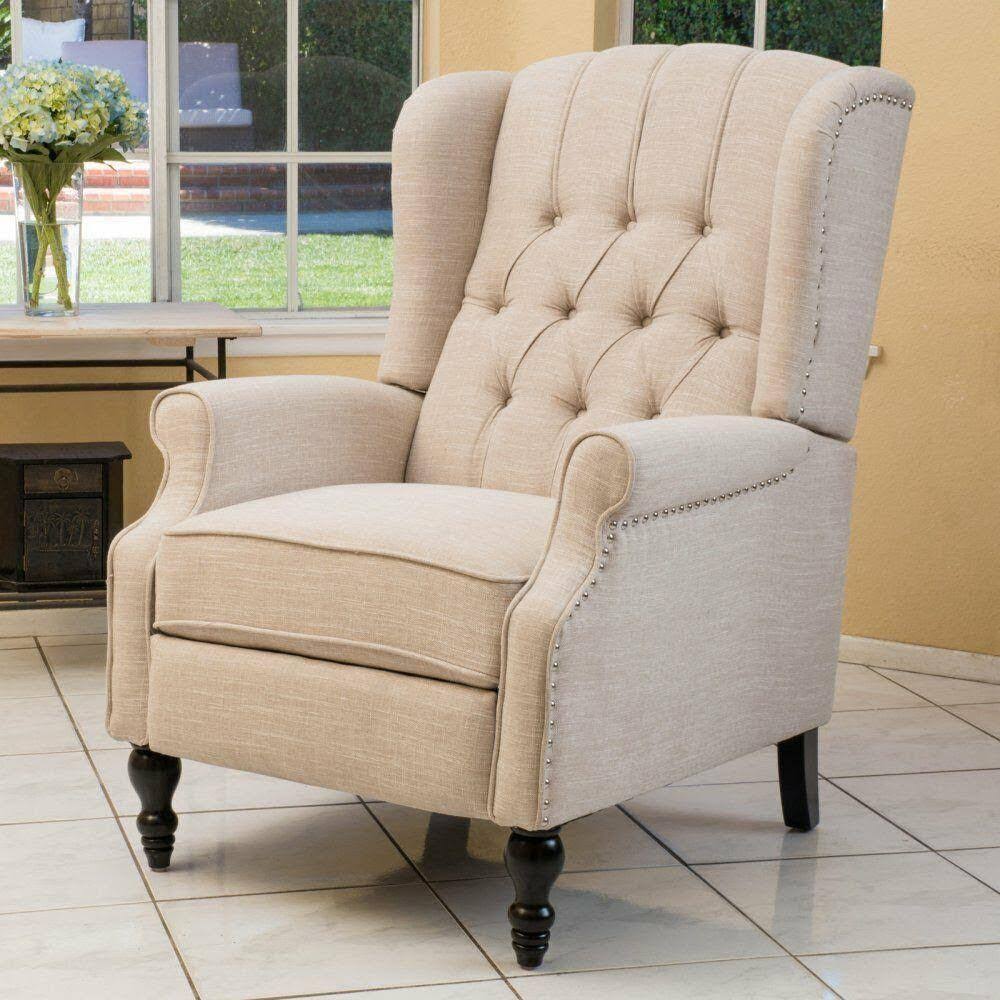 Light Beige Fabric Recliner Club Chair B267