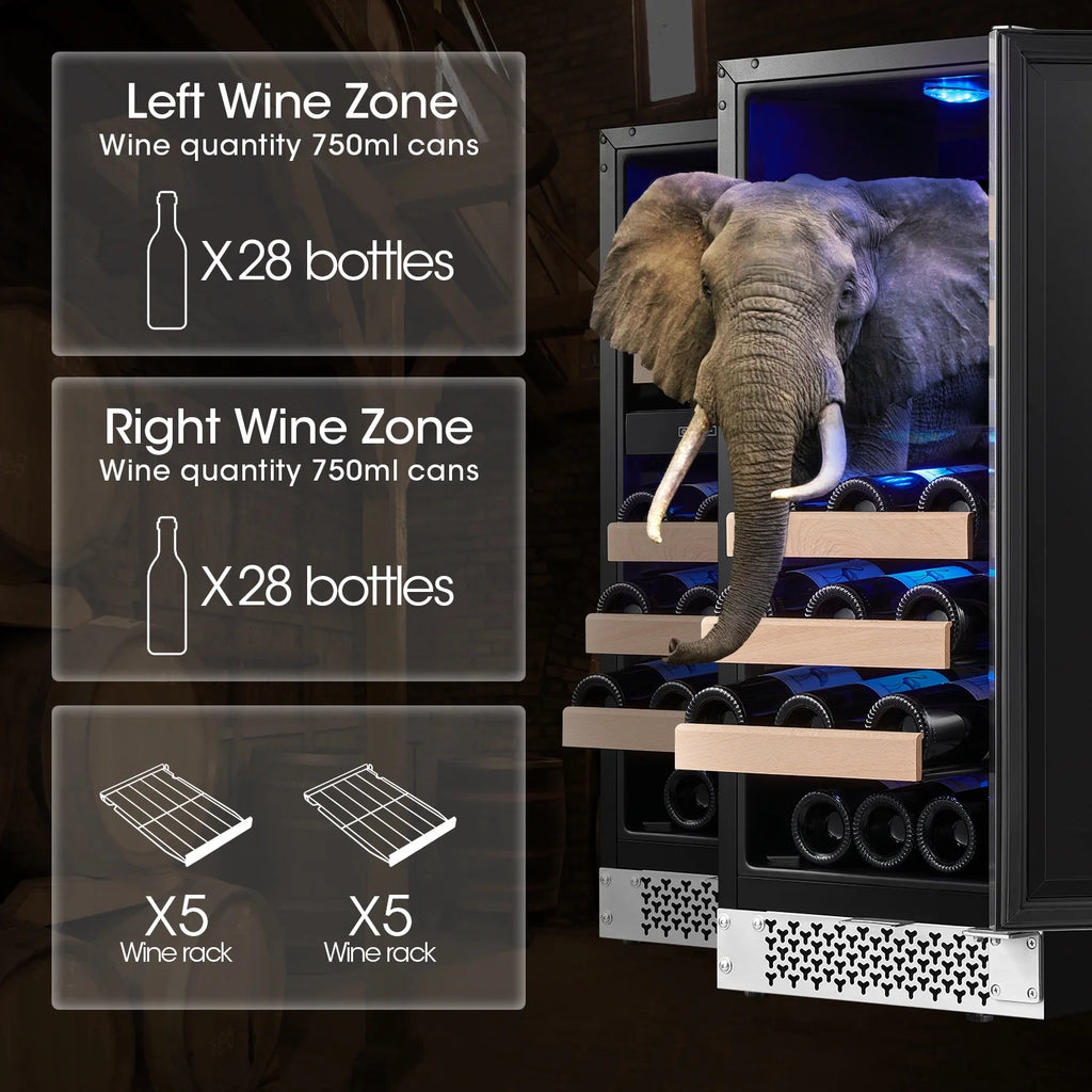 30 Wine and Beverage Refrigerator, Two 15 Coolers, 33 Bottles and 80 Cans L79258