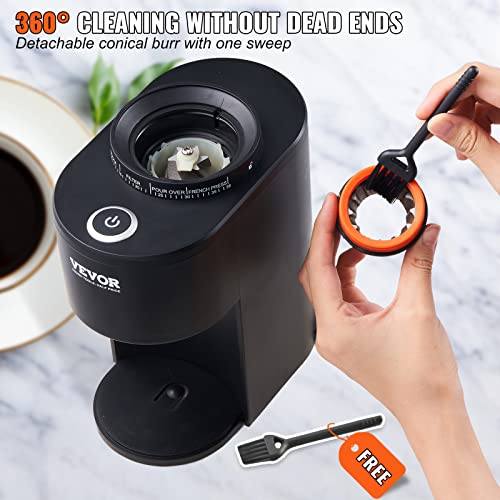 Silver Electric Conical Burr Coffee Grinder with 51 Grind Settings, 9.7 oz O6981