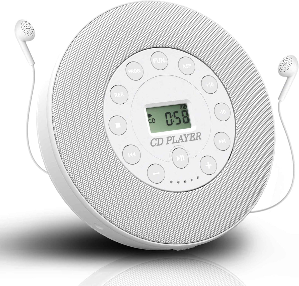 Portable CD Player with Stereo Speakers, 2000mAh Battery, White, Pack of 2 H5890