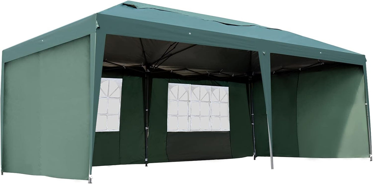 10' x 20' Pop Up Canopy with 4 Removable Sidewalls and Carry Bag, White L36190