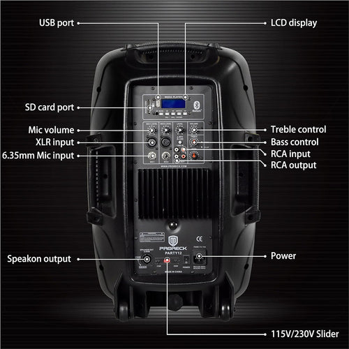12-Inch 1000 Watts 2-Way Powered PA Speaker System with Bluetooth U631872