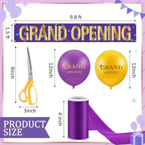 Red Grand Opening Ribbon Cutting Ceremony Kit with 10'' Scissors 40 Pcs Balloons Satin Ribbon Bows V83661