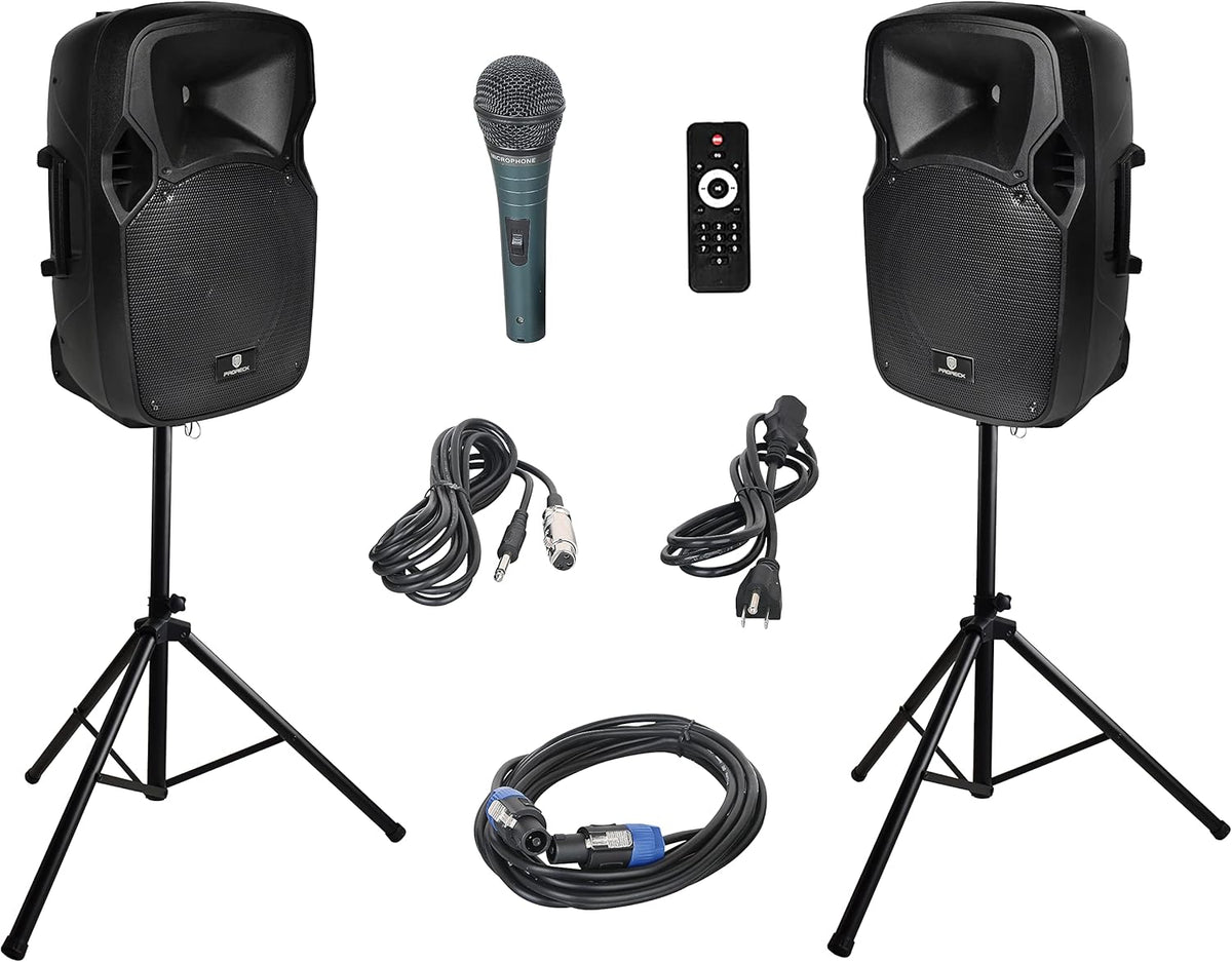 12-Inch 1000 Watts 2-Way Powered PA Speaker System with Bluetooth U631872