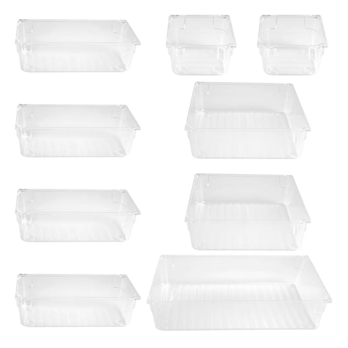9 Pcs Clear Drawer Organizer Trays Assorted 4-Size Drawer Dividers V432