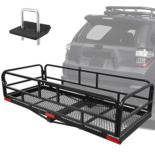 60 x 24 x 14 Inch Black Folding Hitch Mount Cargo Carrier with 500 lbs. Capacity N47127