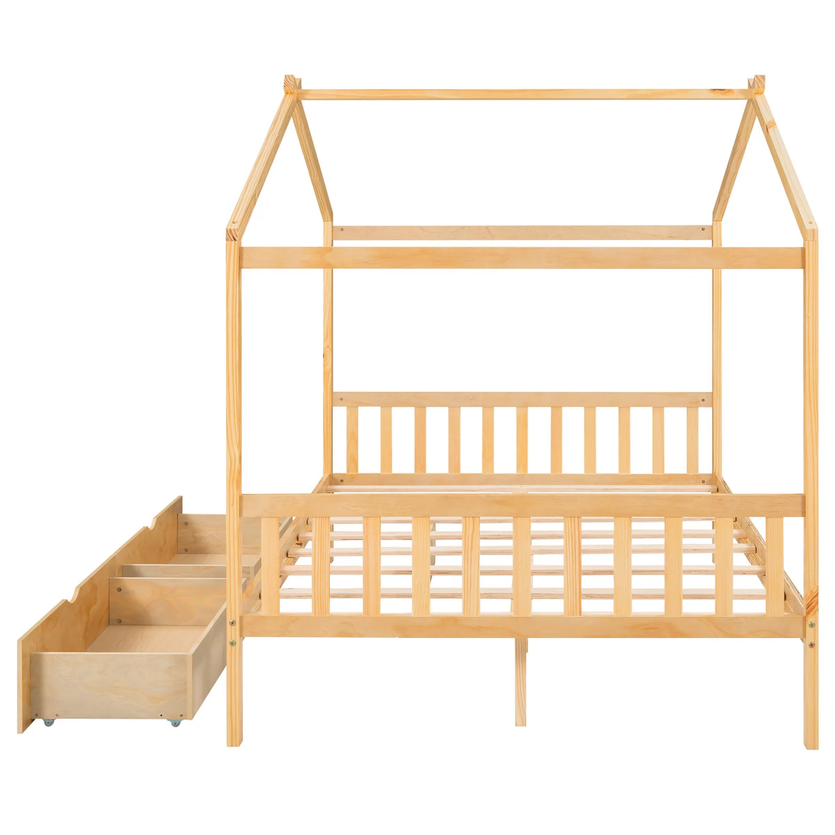 Full Size House Bed with Roof and 2 Drawers M964