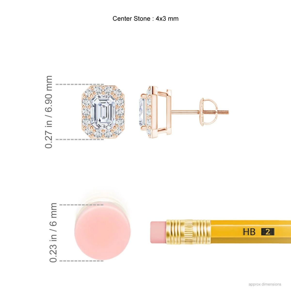 14K Rose Gold Diamond Solitaire Stud Earrings K350930