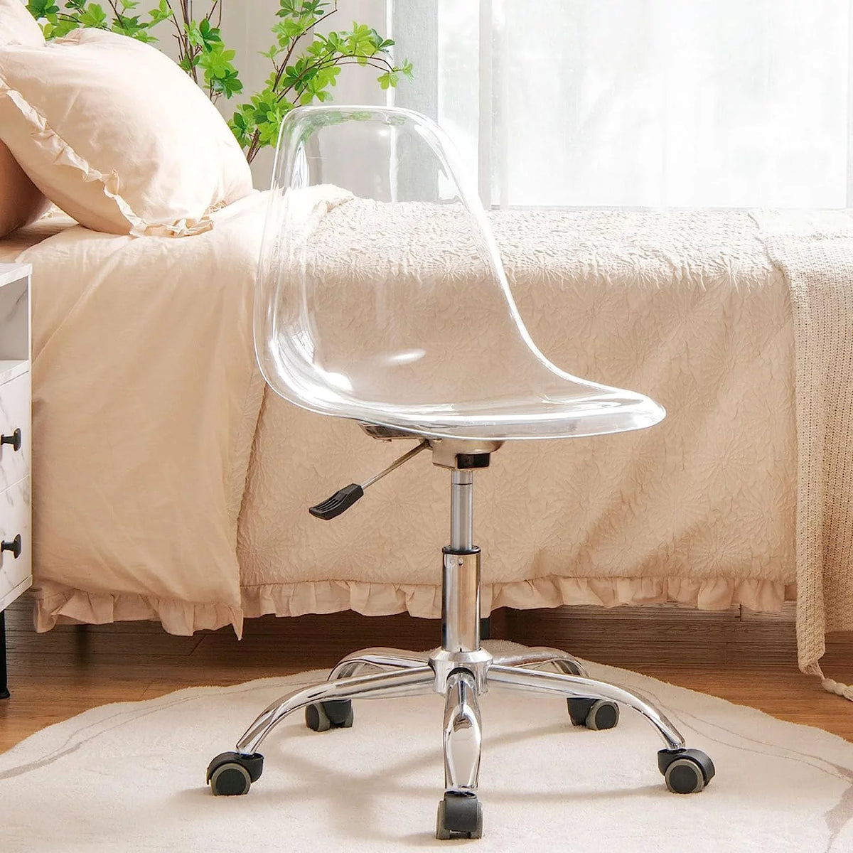 Clear Acrylic Armless Desk Chair Set of 2 X3513