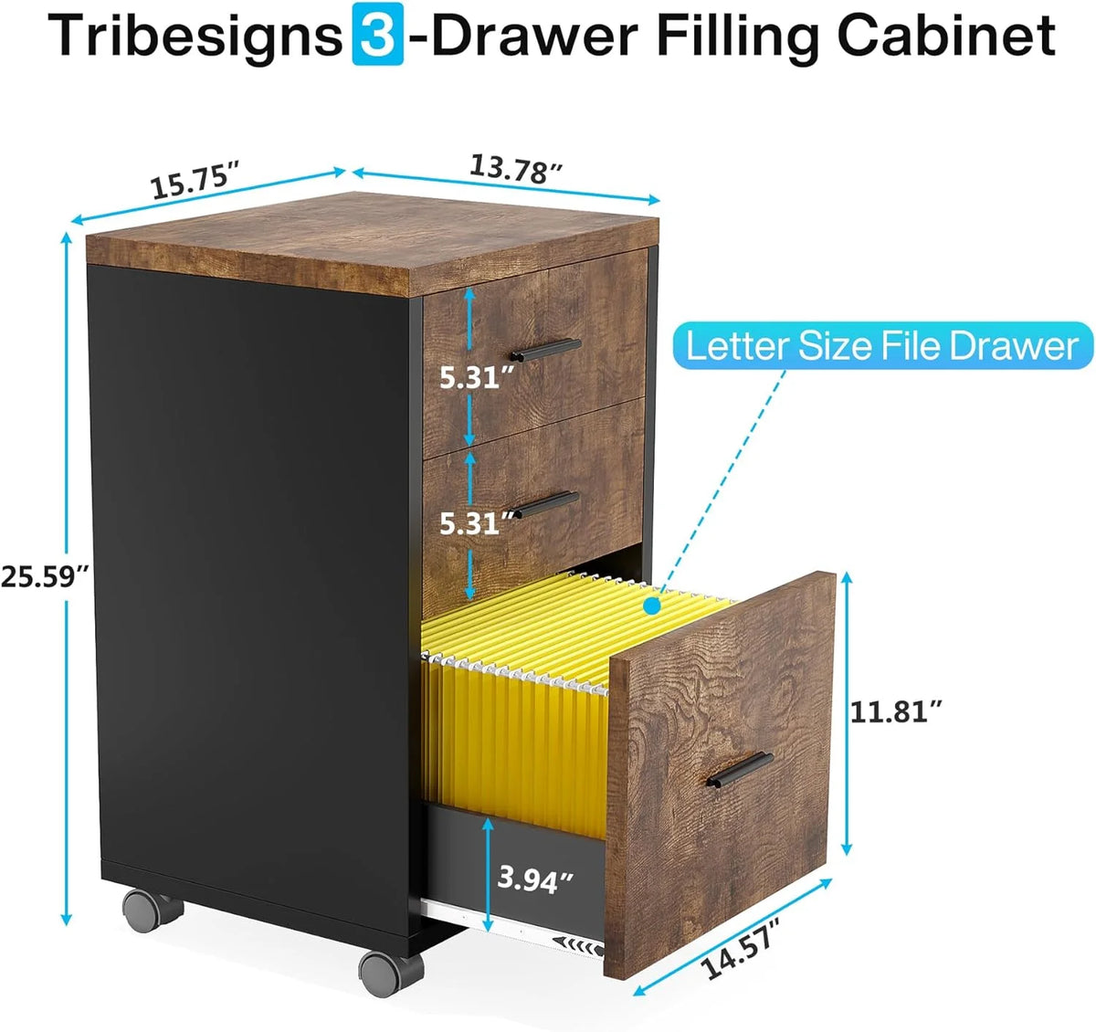 83" L-Shaped Executive Desk with 3-Drawer File Cabinet S38395