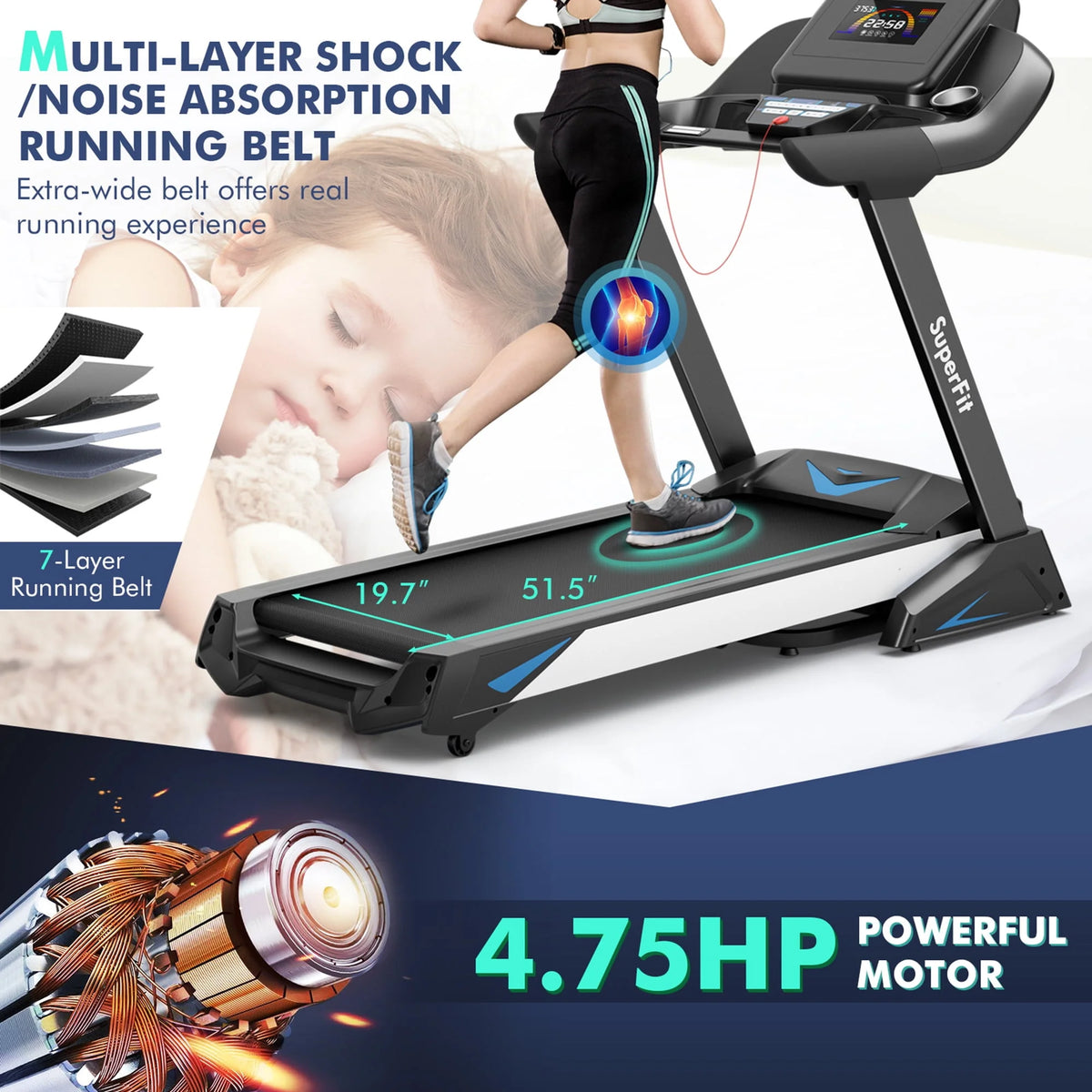 Folding Treadmill with Auto Incline LED Screen V640