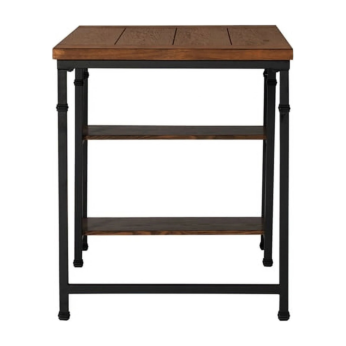 Rustic Desk with 2 Wood Shelves and Metal Frame in Black U283124