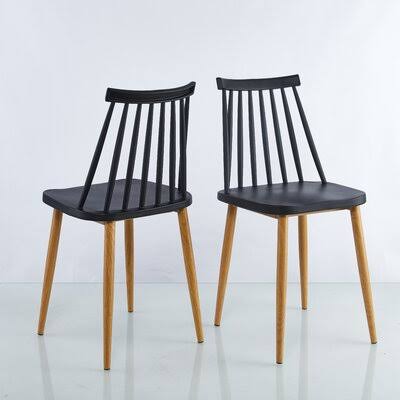 Black Solid Wood Slat Back Side Chair D28400
