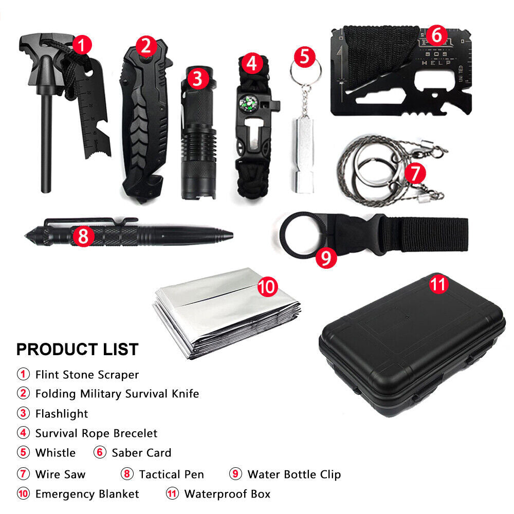 12-in-1 Survival Kit Outdoor Camping Gear Q98387