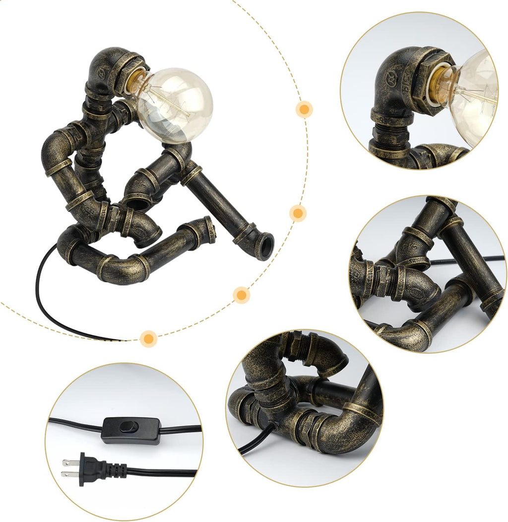 Bronze Iron Pipe Table Lamp with Button Switch U6013