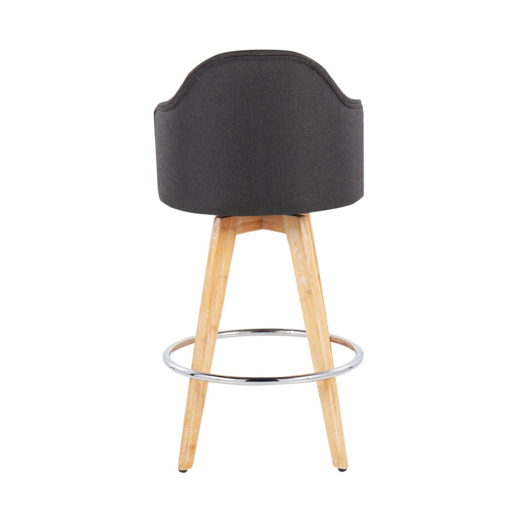 Charcoal Counter Stool with Natural Bamboo Legs and Chrome Metal Footrest Z652721