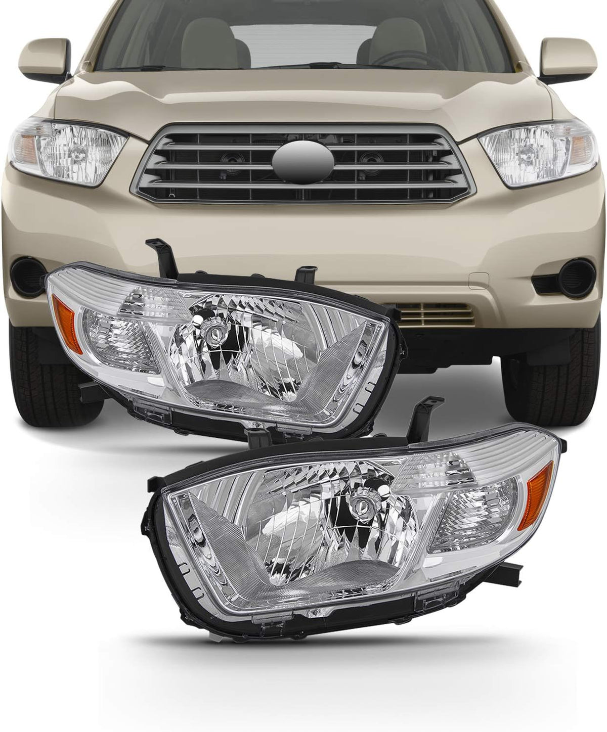 Headlights Pair Driver Left Passenger Right Side Replacement E1348