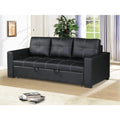 Faux Leather Convertible Sofa in Black Z162