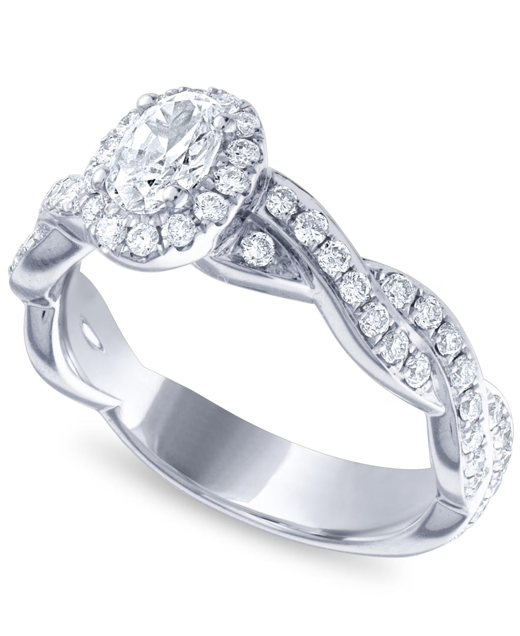 14k White Gold Diamond Halo Engagement Ring Size 7 D44426