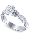14k White Gold Diamond Halo Engagement Ring Size 7 D44426