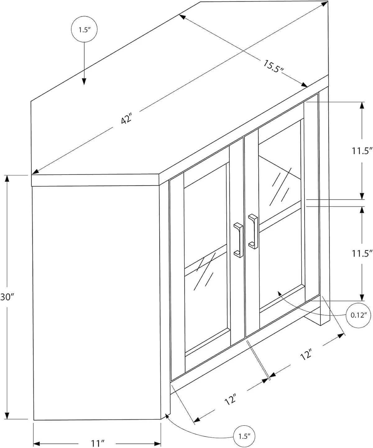 Corner TV Stand with Glass Doors, 42", Dark Taupe J438