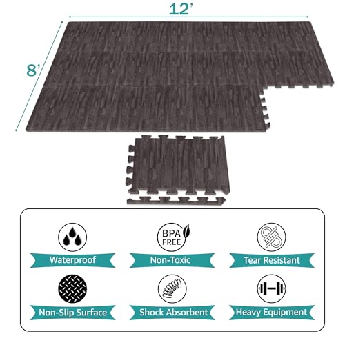 Wood Grain EVA Interlocking Floor Mats with Borders I29328