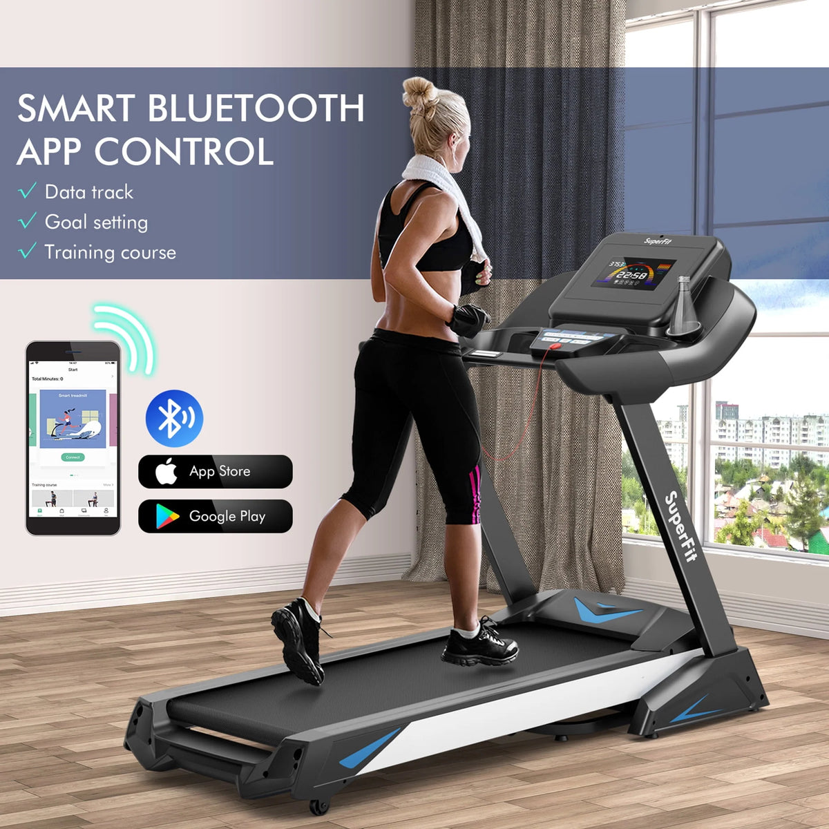 Folding Treadmill with Auto Incline LED Screen V640