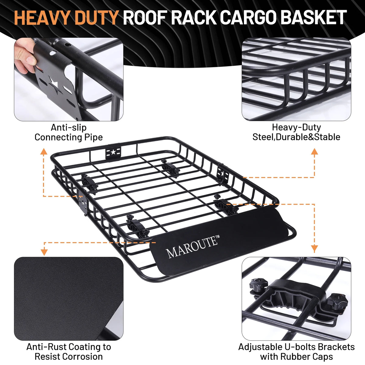 Roof Rack Carrier Basket Universal 51" X 36" X 5" Rooftop Cargo Carrier Basket D7934