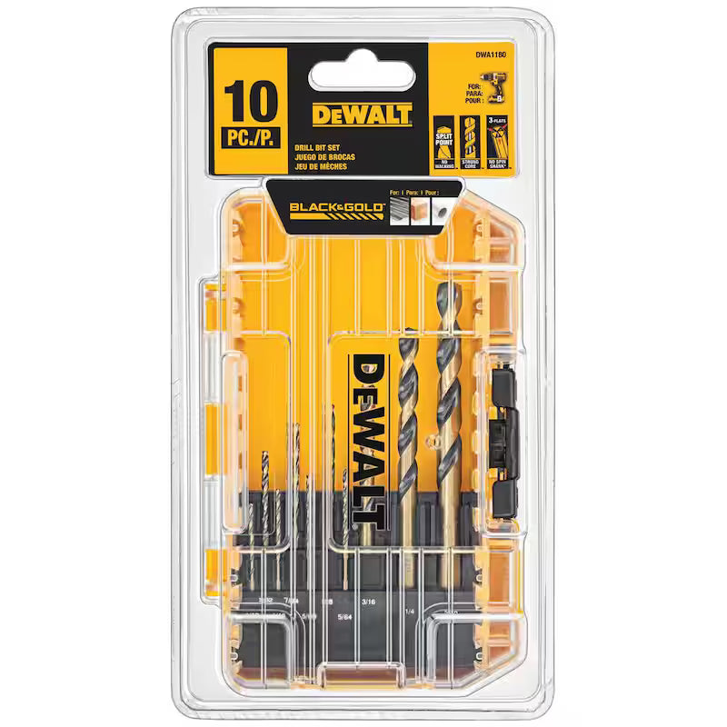 Black and Gold 10-Piece Drill Bit Set S366116