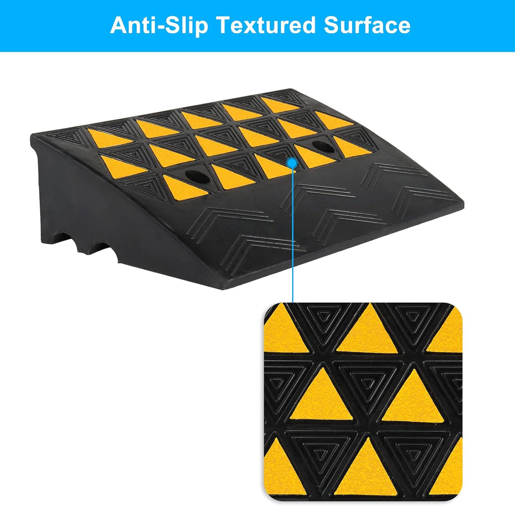 2PCS 6 Rubber Car Curb Ramps, Anti-Slip Heavy Duty Threshold Ramp with Expansion Bolts H323828