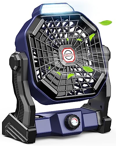 9 Inch Rechargeable Battery Powered Camping Fan with LED Lantern C30737