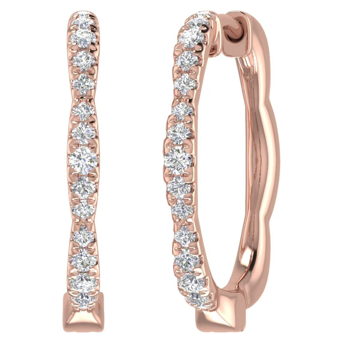 1/4 Carat Diamond Hoop Earrings in 10K Rose Gold N108